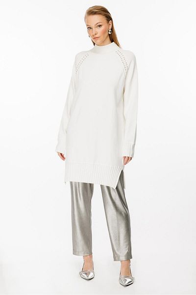 Ghisa Ekru Turtleneck Knitwear Tunic