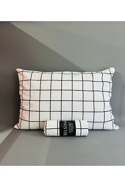 Shopyteks Square Pattern Single 100X200 Fitted Sheet - 1 Square Pattern Pillowcase