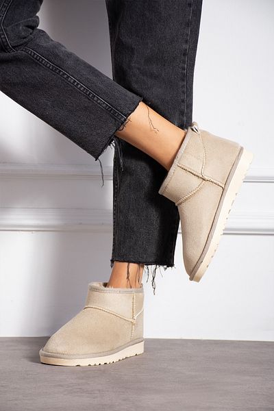 YUNUSTERLİK63 Μίνι μποτάκια Tan Suede - Μισό μποτάκι με γούνα στο εσωτερικό