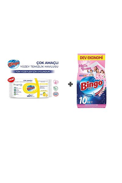 Bingo 10 Kg Multi-Purpose - Surface Cleaning Towel, Lemon Scented, 96 Leaves and Bingo Matic Happy Home
