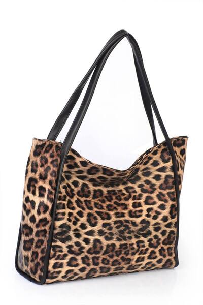 chocolatebag حقيبة نسائية كبيرة الحجم بأكمام كاجوال بطبعة جلد الفهد - جلد صناعي