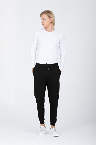 DYNAMO Men's Black Elastic Waist and Leg Cotton Elastane Sweatpants AS-417