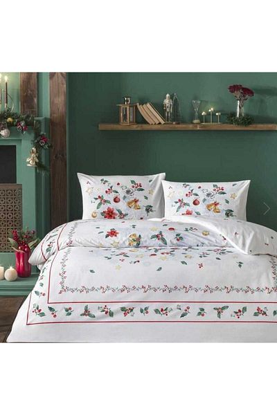 Taç Ranforce Red Crown Charm Glow Double Duvet Cover Set