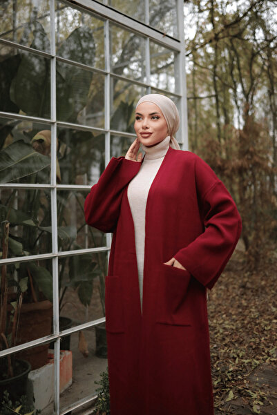 Nissra Ankanoor كلاريت أحمر مزدوج شبكة الصلب سترة تريكو Anka 2518202