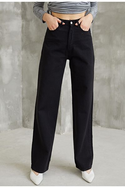 BESTFULL Black Lycra Wide Leg Palazzo Jeans-Salat Jeans