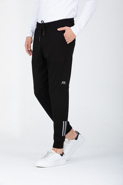 DYNAMO Men's Black Elastic Waist and Leg Cotton Elastane Sweatpants AS-417