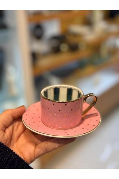 Kosova PEMBE PUANTİYELİ TEK KİŞİLİK TÜRK KAHVESİ FİNCANI