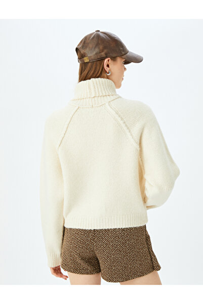 Koton Πλεκτό πουλόβερ με μακρυμάνικο ζιβάγκο με λεπτομέρεια ραφής