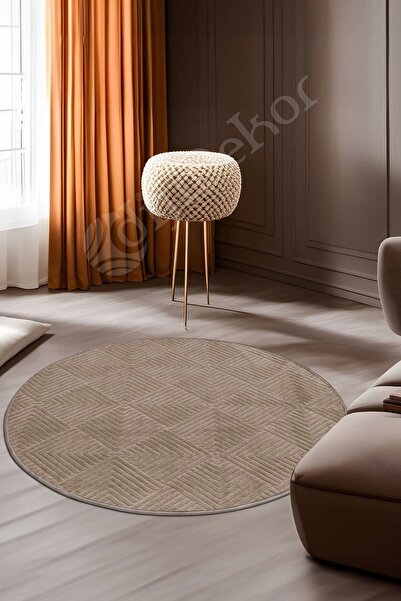 Dijidekor Avangard Yuvarlak Halı Pramit Kahve Salon Koridor Antre Mutfak Halı...