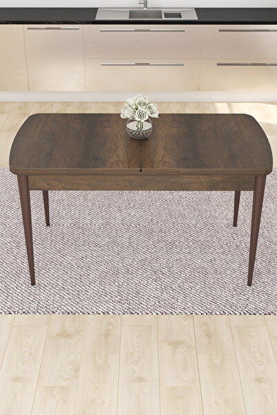 Canisa Concept Are Serisi 80x132 Açılabilir Mdf Barok Ahşap Desen Masa Takımı Ve 6 Cappucino Sandalye