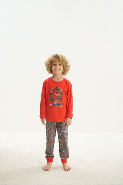 Sevim Costum de pijama roșu cu mânecă lungă pentru băiat C1t4n7o8