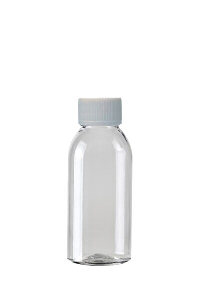 makrobay 10'lu 100 ml Şeffaf Oval PET Şişe Seti – Beyaz Vidalı Kapaklı, Boş Plastik Şişe