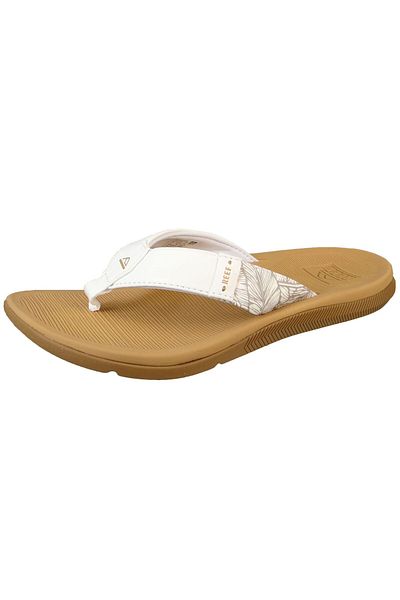 Reef Damen Zehentrenner Sandalen Santa Ana Zehentrenner CI7130 Weiß Cloud Leder mit EVA