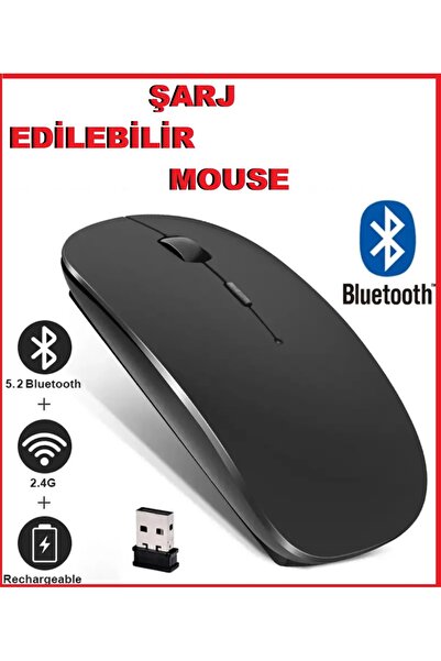 ATAELEKTRONİK Slim Bluetooth 5.1 Şarj Edili Kablosuz Mouse Maus Laptop Notebo...