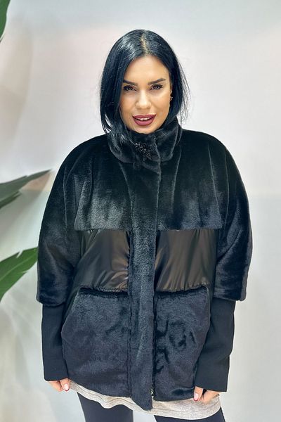 GÖKSEL Plus Size White Coat - Plush Detailed