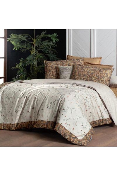 Sarev Σετ Παπλωματοθήκη Saura Beige Μονό 100% Βαμβακερό Διπλής Όψης