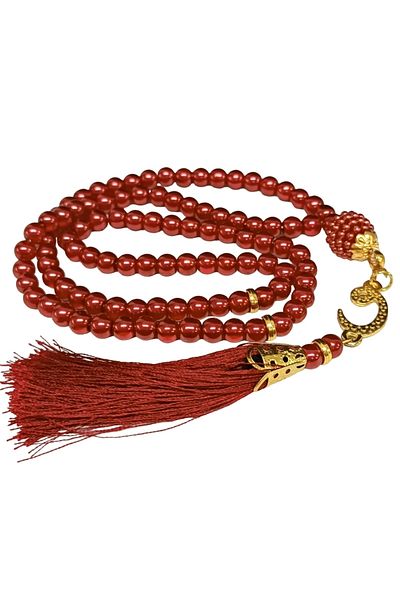 P Parla Defnada Prayer Prayer Beads with Vav 99 Glass Pearls Amenerrasul Prayer Card with Fuchsia Color Gift