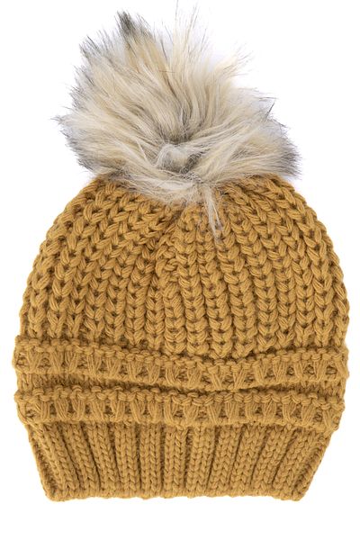 Ottoland Women's Winter Thick Pompom Beret with Cotton Knit Model Keep Warm Stretchy Windproof