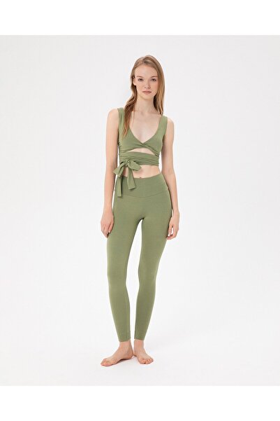 Ayma Active High Waist Green Viscose Leggings - Basic Ecovero ™