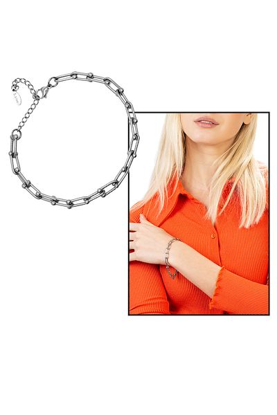 Tesbihane Marina Design Silver Color Steel Women's Bracelet