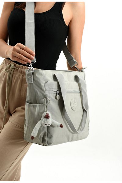 eflanmoda Sanmorris Waterproof Crinkle Fabric Multi-Compartment Hand and Shoulder Bag