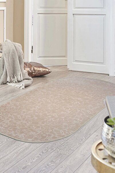 Dijidekor Halı Vizon Elit Yıkanabilir Saçaksız Oval Kesme Ince Yolluk Kilim S...