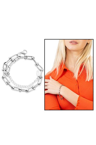 Tesbihane Marina Design Silver Color Steel Women's Bracelet