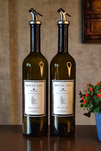 KHAKMA Amber Set of 2 750 Ml Olive Oil Bottles Oil Pot Oil Bowl 750-bz-bz