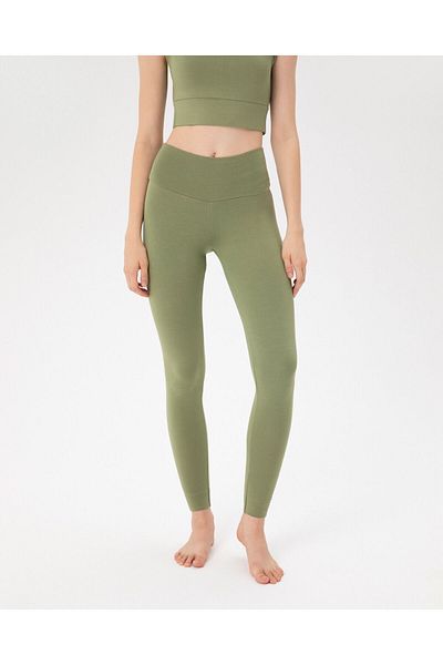 Ayma Active High Waist Green Viscose Leggings - Basic Ecovero ™