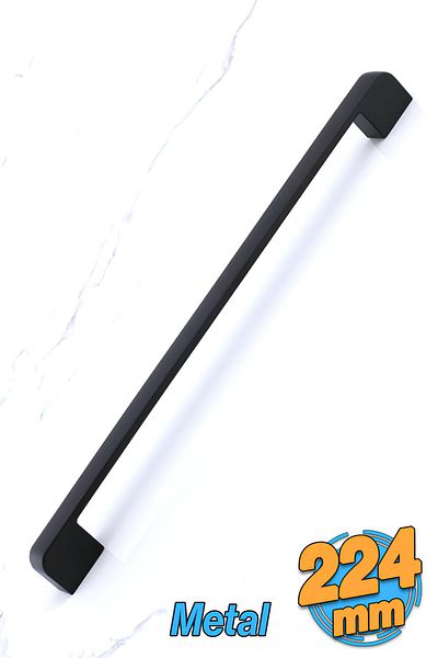 Badem10 Mâner Radus din metal negru 224 mm - 22,4 cm Mobilier Bucătărie Sertar Dulap Mânere dulap Mâner
