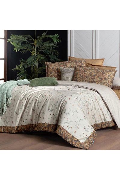 Sarev Σετ Παπλωματοθήκη Saura Beige Μονό 100% Βαμβακερό Διπλής Όψης
