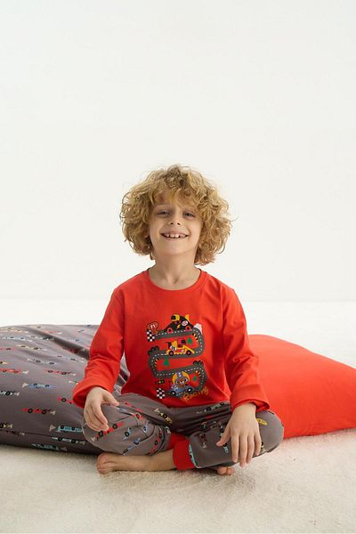 Sevim Costum de pijama roșu cu mânecă lungă pentru băiat C1t4n7o8