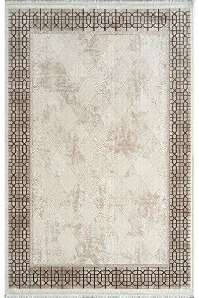 Royal Halı Kim Royal Kc06a Krem Vizon Akrilik Yumuşak Dokulu Modern Çerçeveli Halı Karademir Home
