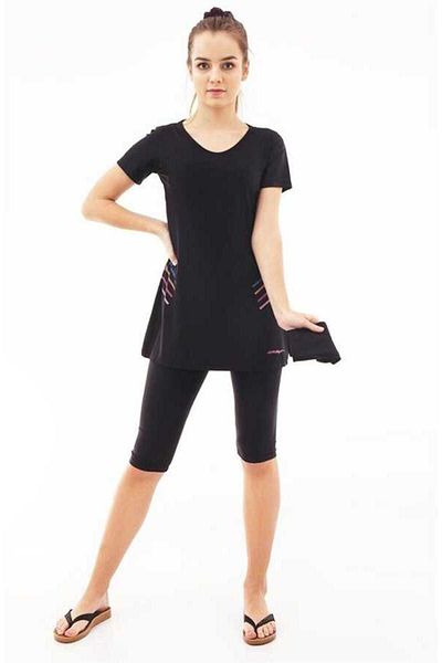 Emayo Semi Covered Hijab Swimsuit 1013 Ayla Black