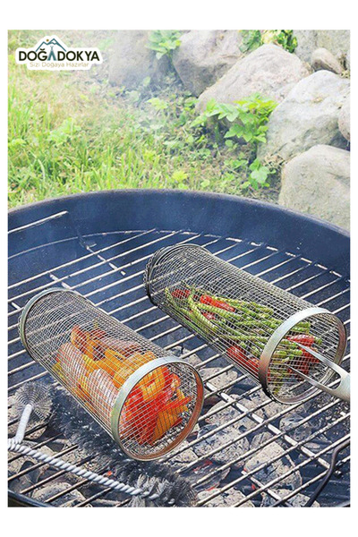 DOĞADOKYA Paslanmaz çelik ızgara sepeti, mangal ve barbekü için ideal, dayanı...