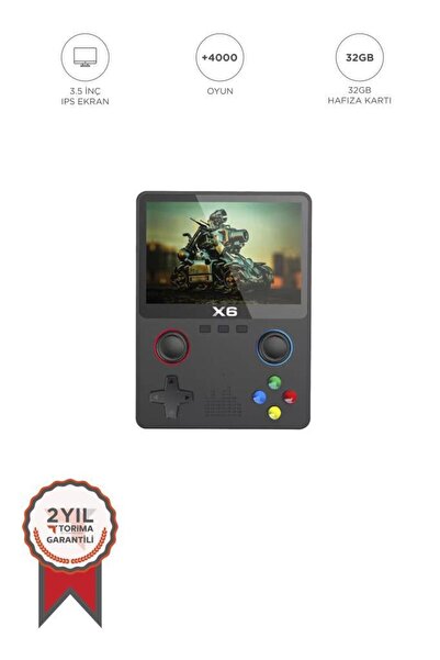 Torima Oyun Konsolları 4000 Üzeri Klasik Oyunlu IPS Ekran Kablosuz Atari Retro Oyun Konsulu X6 Siyah