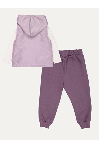 Zekids Kız Çocuk Şişme Yelekli 3 Lü Eşofman Takım