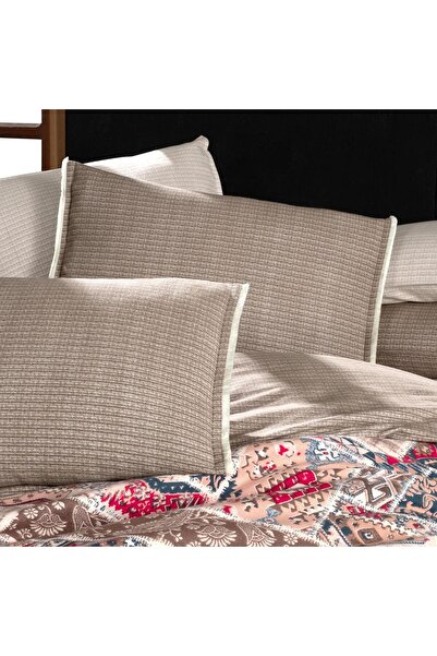 Sarev Mavera King Size - 100% Cotton Flannel Duvet Cover Set, Brown