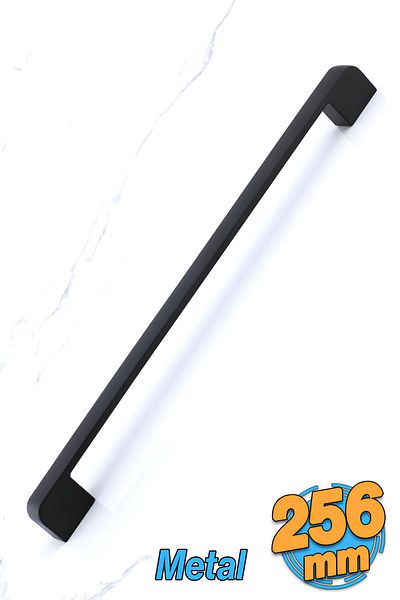Badem10 Mâner Radus din metal negru 256 mm - 25,6 cm Mobilier Bucătărie Sertar Dulap Mânere dulap Mâner