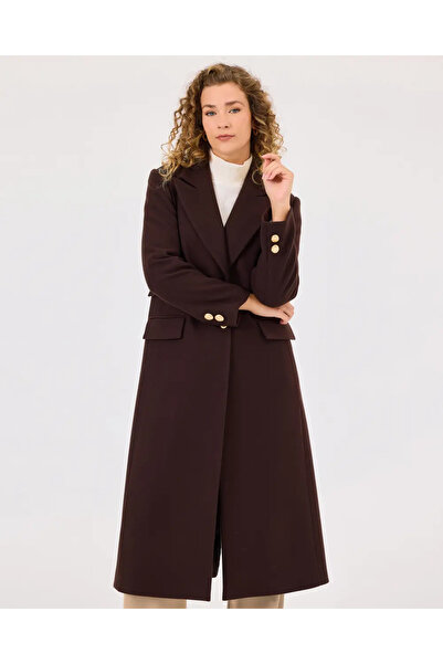 SCL Ceket Yaka Çift Düğmeli Astarlı Kaban