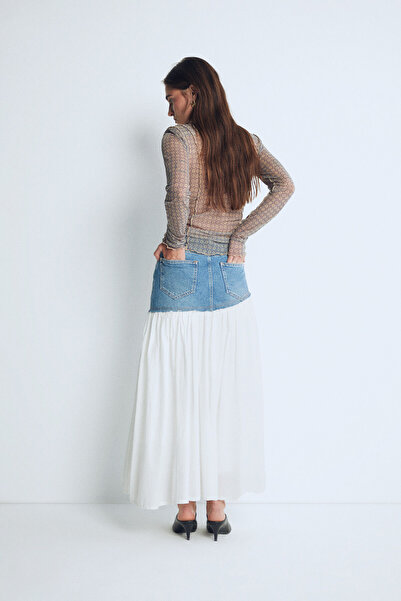 Pilea Mavi Denim Detaylı Etek