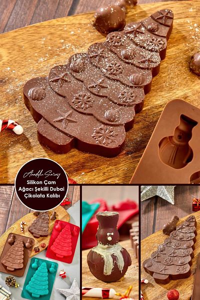 Anadolu Saray Practical Pine Tree Shaped Silicone Chocolate Mold |   Pine Tree Silicone Dubai Chocolate Candy Mold
