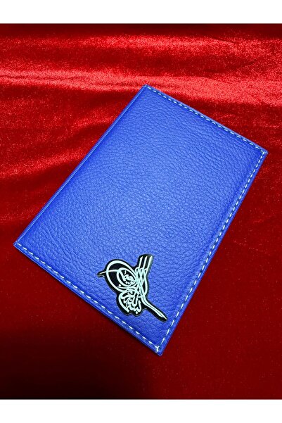 ATTA PAZARLAMA حامل ترخيص طغراء عثماني من الجلد الأزرق من زجاج شبكي منقوش، حا...