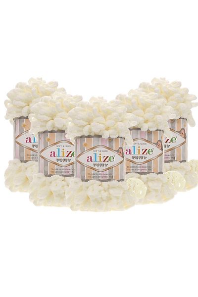 Alize Puffy 62 Hand Knitted 5 Pack - Light Cream
