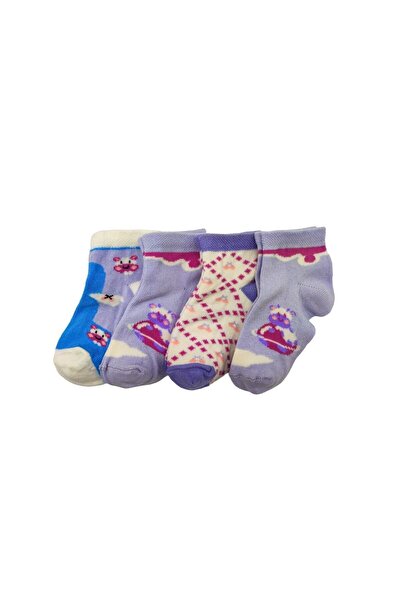 Defne Baby 4 Pairs of Summer Cotton Girls' and Baby Booties Socks
