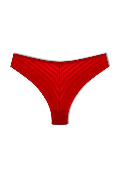 HNX Κόκκινο διαφανές δαντέλα Brazilian Cutout γυναικείο εσώρουχο 3 τεμαχίων