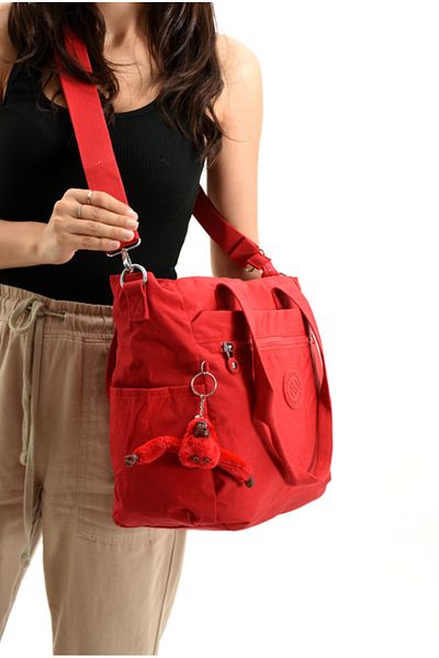 eflanmoda Sanmorris Waterproof Crinkle Fabric Multi-Compartment Hand and Shoulder Bag