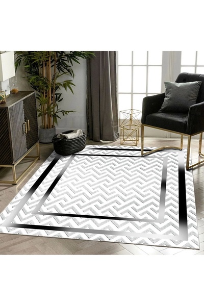 Dijidekor Halı Gri K0470 Yıkanabilir Saçaksız Ince Yolluk Kilim Salon Halısı ...