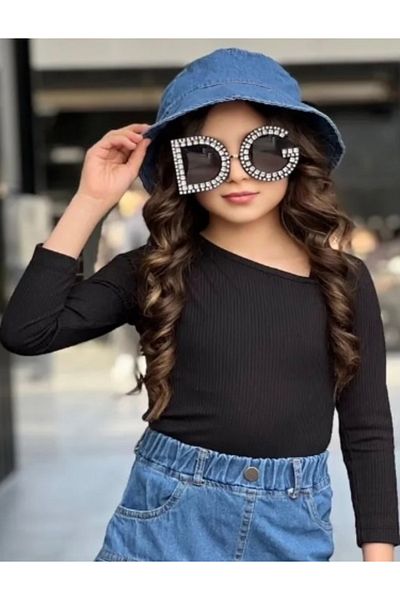 Calisa Pălărie din denim și bluză cu mânecă lungă pentru fete