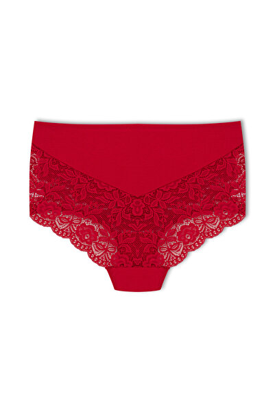 HNX Kırmızı Yüksek Bel Büyük Beden Kadın Külot 3'lü